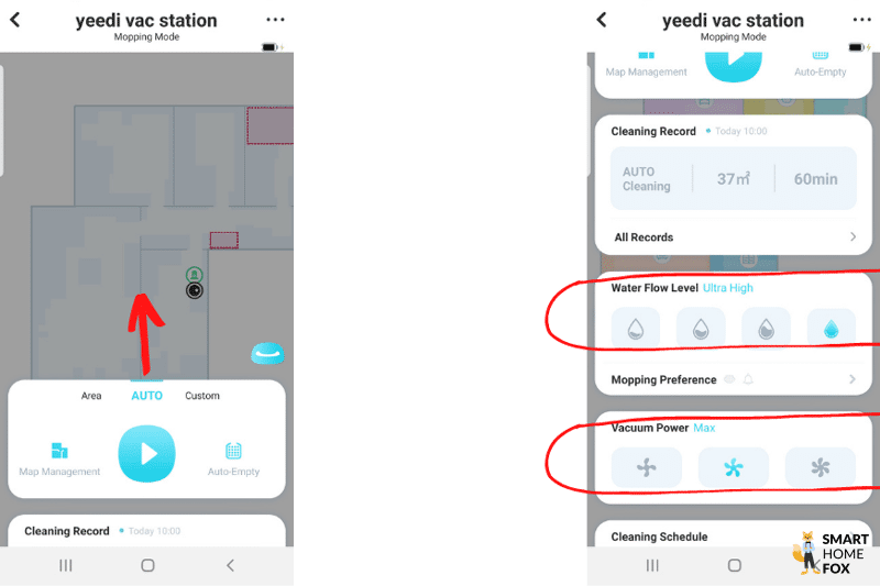 Wasserabgabemenge wird über die Yeedi Handy-App definiert